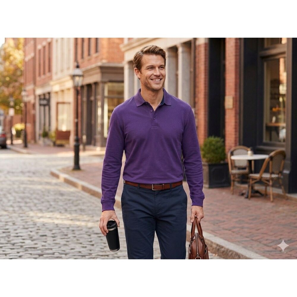 Jos. A. Bank RESERVE XL Long Sleeve Purple Polo Shirt